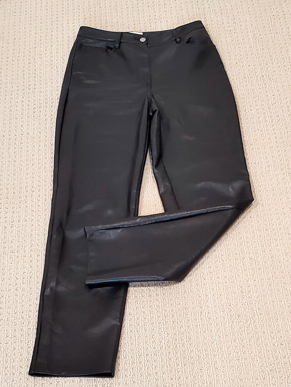wilfred Aritizia Faux Leather Black Straight Leg Pants, Sz 6